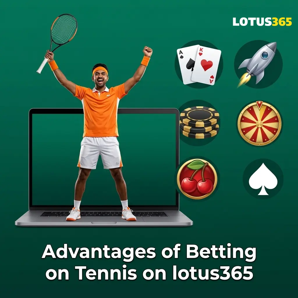 Advantages of betting on tennis on Lotus365 including live odds, INR payments, fast withdrawals, and 24/7 support