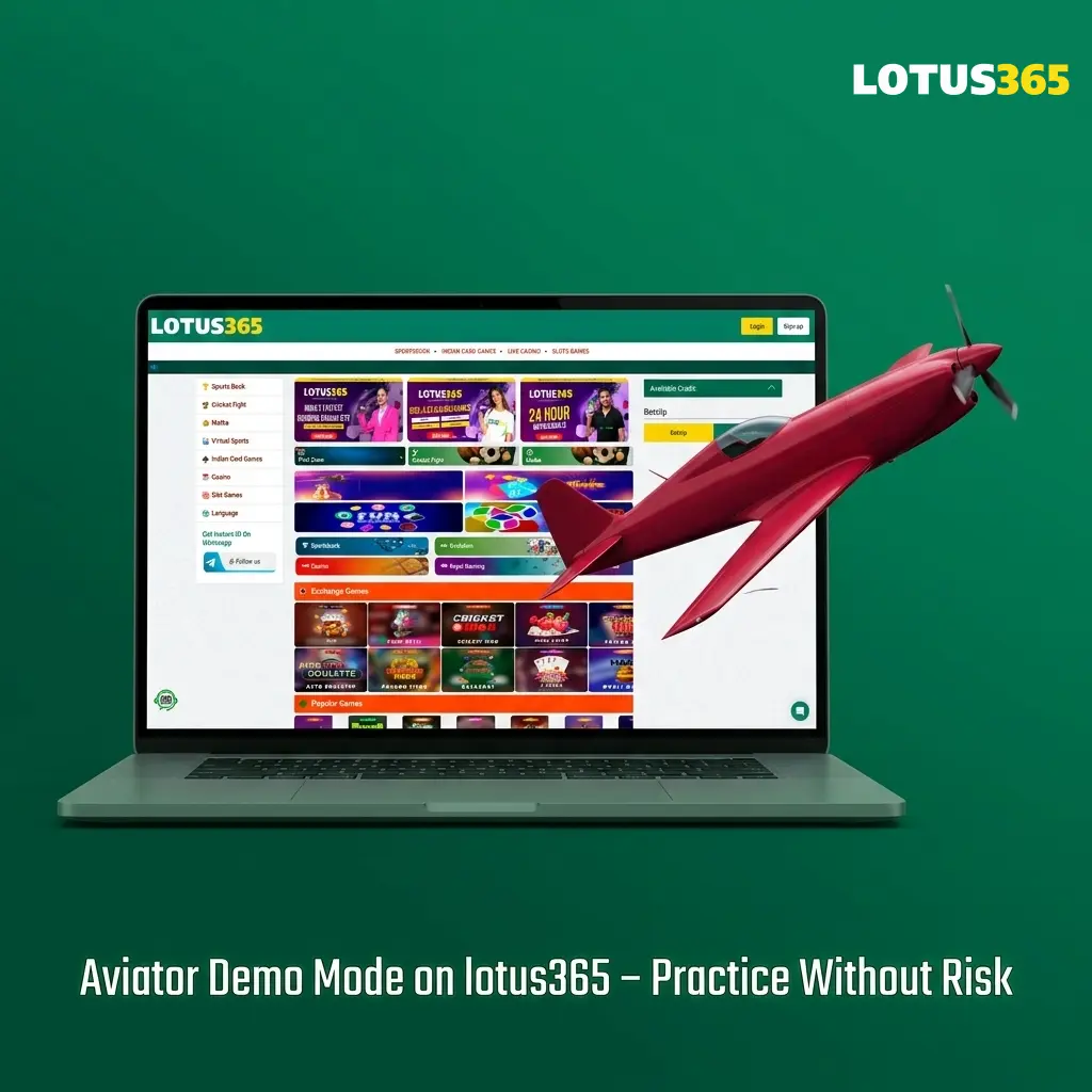 Lotus365 Aviator demo mode interface showing virtual credits, Auto Bet, and multiplier features for risk-free practice