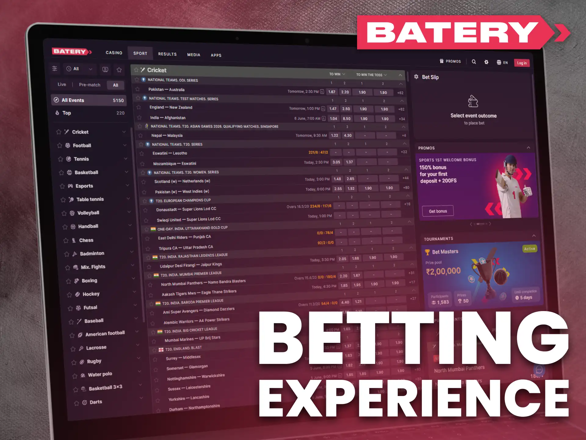 The Batery website delivers a smooth interface and convenient betting functionality.