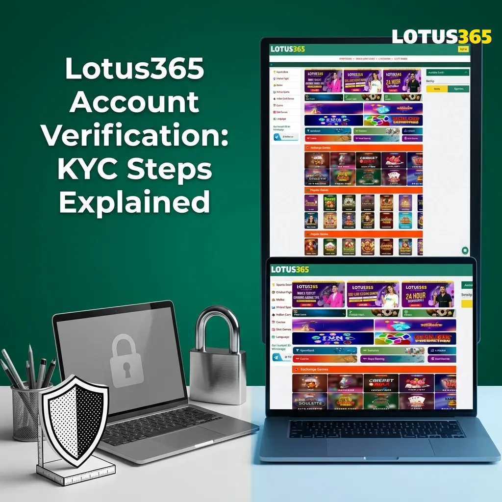 Lotus365 KYC account verification steps including ID proof, address, payment method, selfie check, and approval process