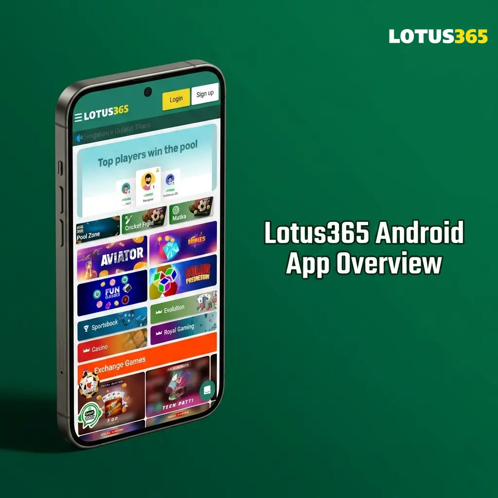 Lotus365 Android app overview table showing betting features, Curacao licence, free APK download, and 24/7 support for Indian users