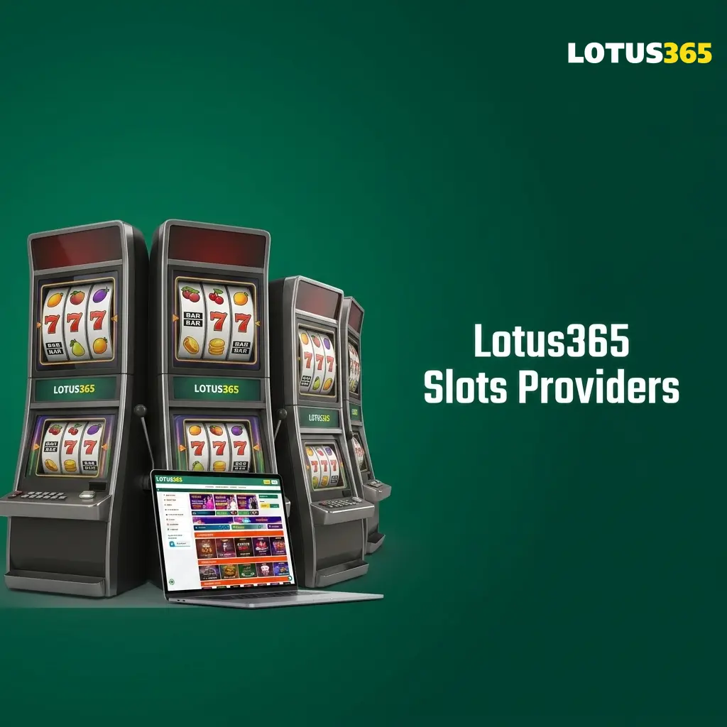 Lotus365 slot lobby featuring 8 certified providers including Pragmatic Play, NetEnt, Play'n GO, Spribe, and more