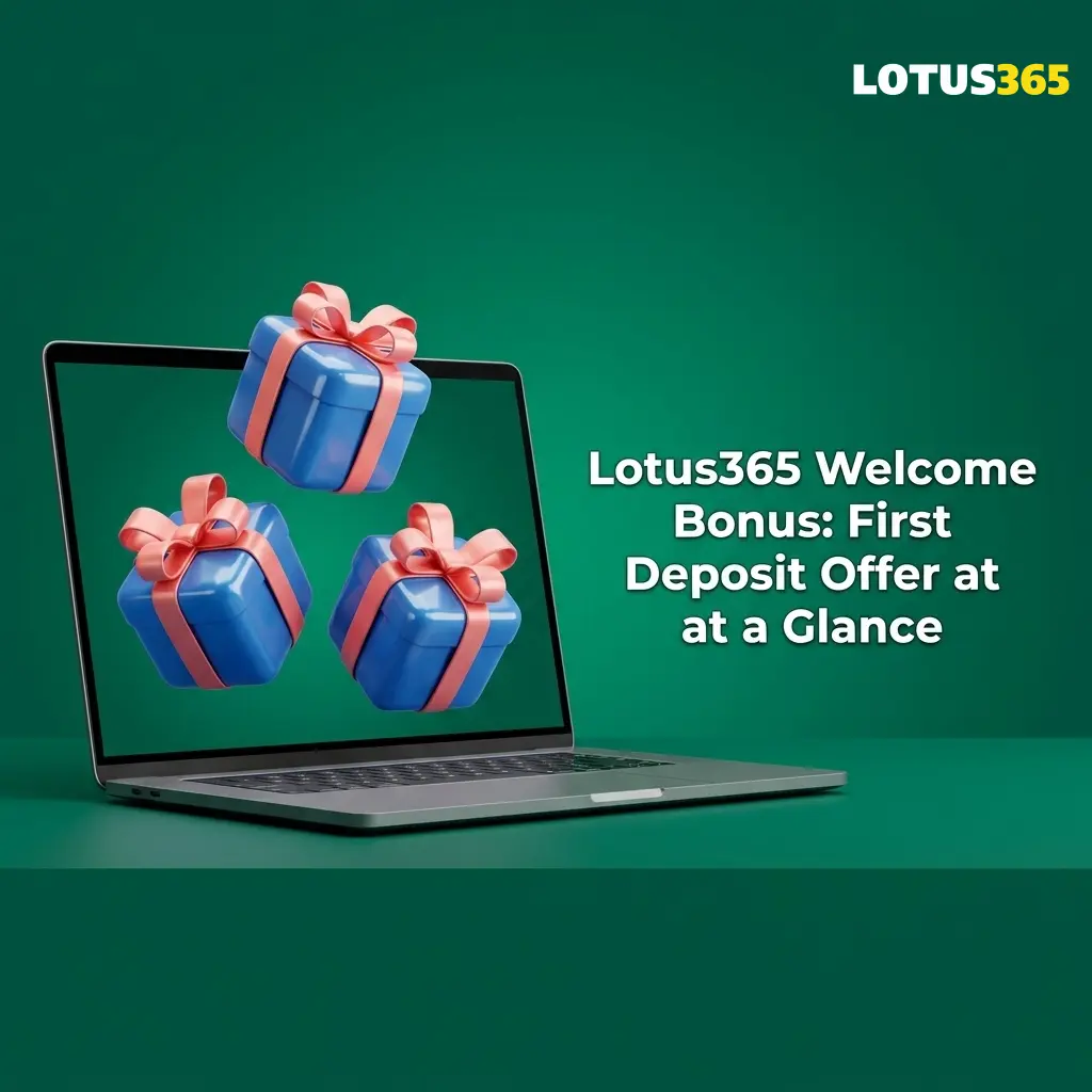 Lotus365 welcome bonus table showing 100% first deposit match up to INR 20,000 with 10x wagering and INR 500 minimum deposit