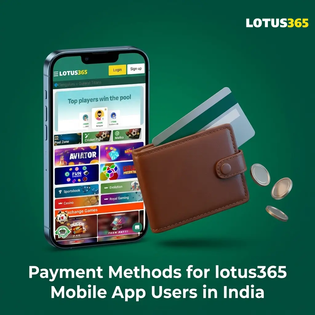 Lotus365 mobile app payment methods in India including UPI, NetBanking, and crypto deposit and withdrawal limits in INR