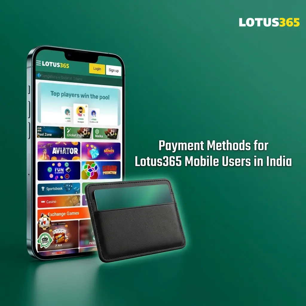 Lotus365 India payment methods table showing UPI, NetBanking, cards, and crypto deposit and withdrawal limits in INR