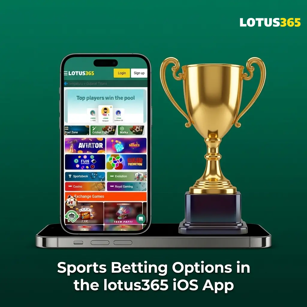Lotus365 iOS app sportsbook showing betting markets for cricket, football, kabaddi, tennis, and esports for Indian bettors