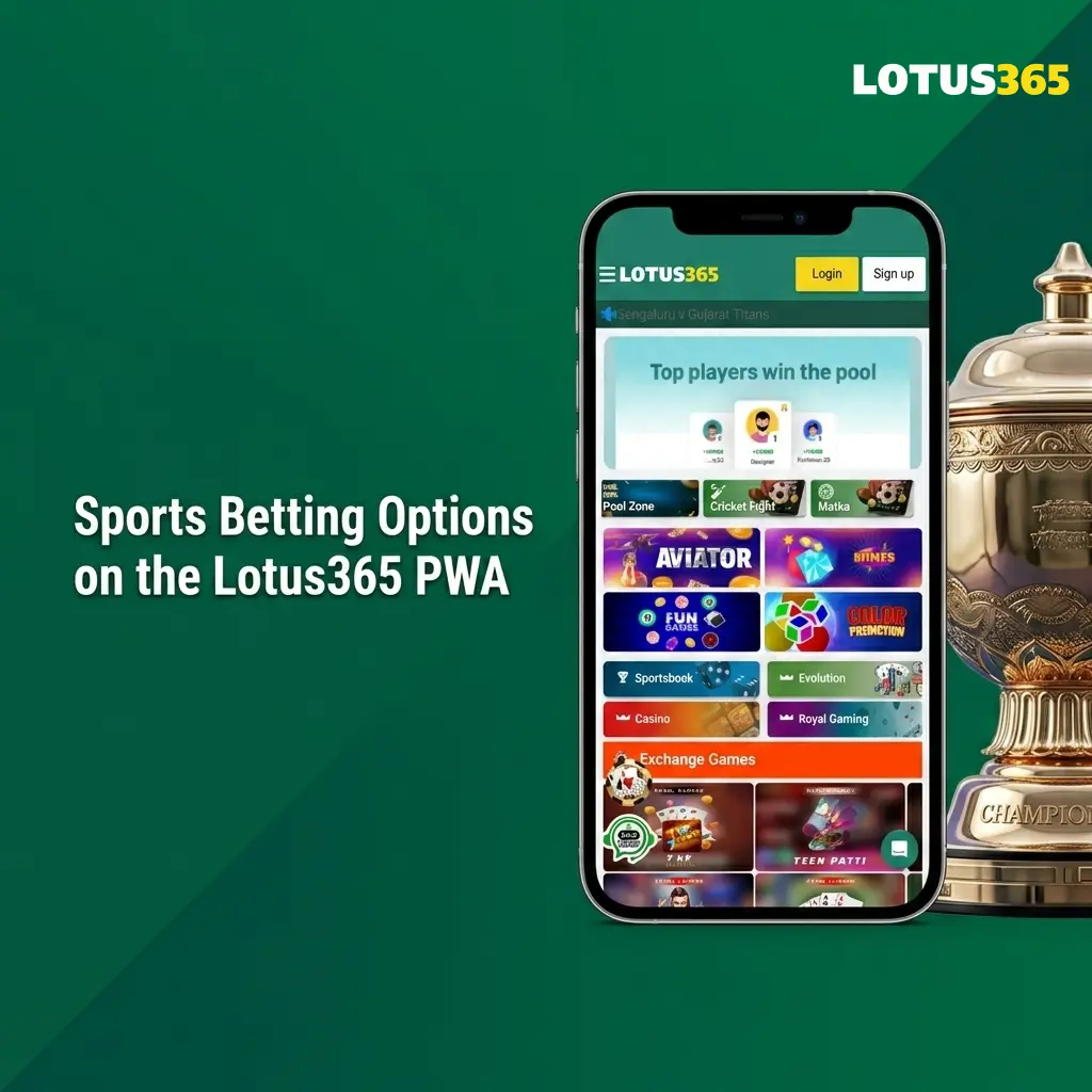 Lotus365 PWA sports betting options covering cricket, football, kabaddi, tennis, basketball, MMA, and esports markets