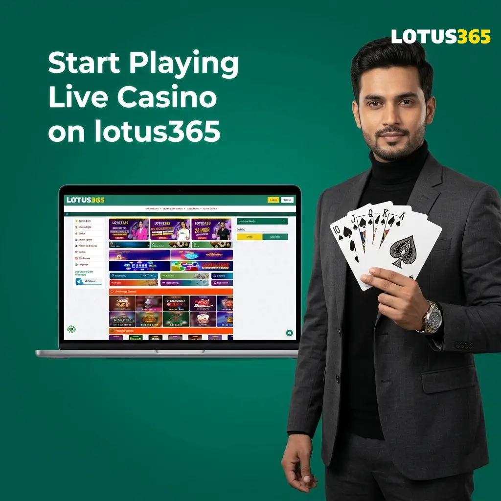 Start playing live casino on Lotus365 in 5 steps: register, verify, deposit INR 100, claim bonus, and join live dealer tables.