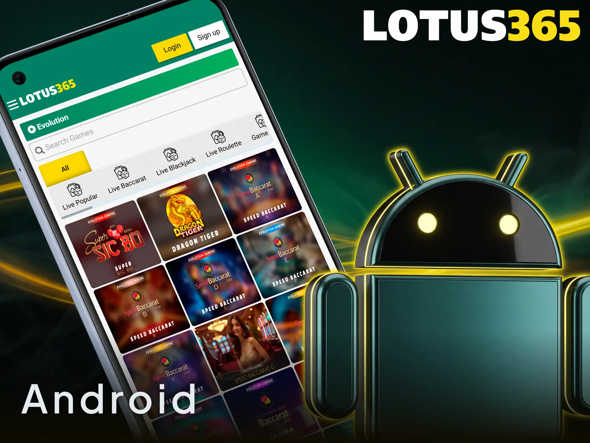 Download the official Lotus365 Android app to place safe sports bets.