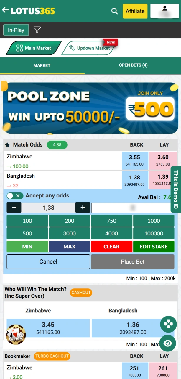 Build your bet slip with top odds on the Lotus365 app.