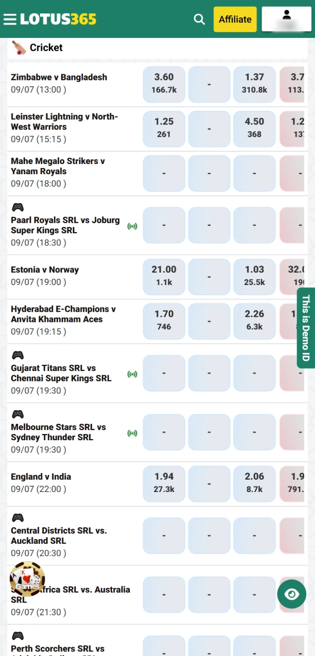 Select a sports event and choose your preferred betting market mobile.