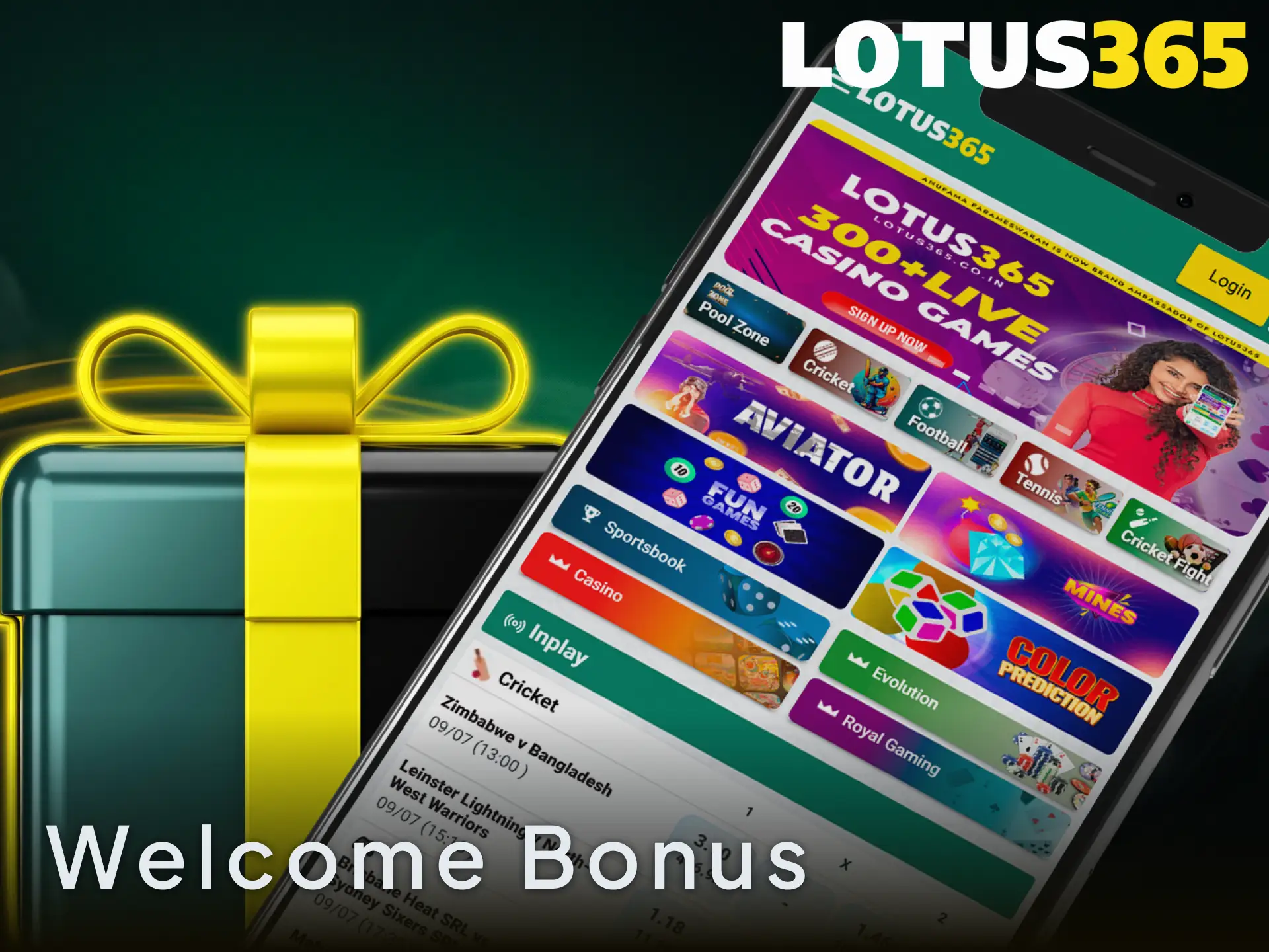 Claim your percentage welcome bonus after installing the Lotus365 app today.