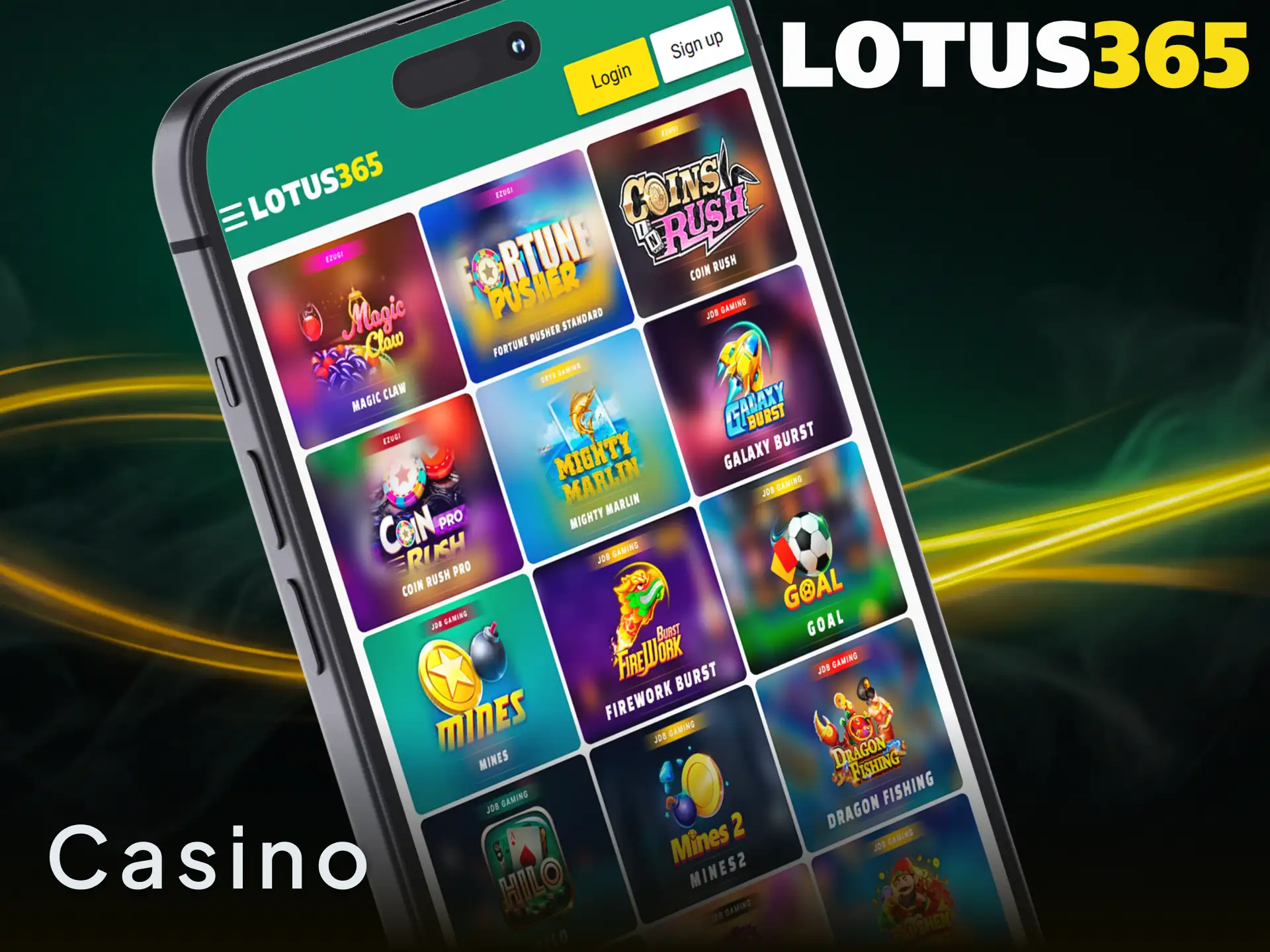 Explore a massive library of exciting real money games within the Lotus365 casino app.