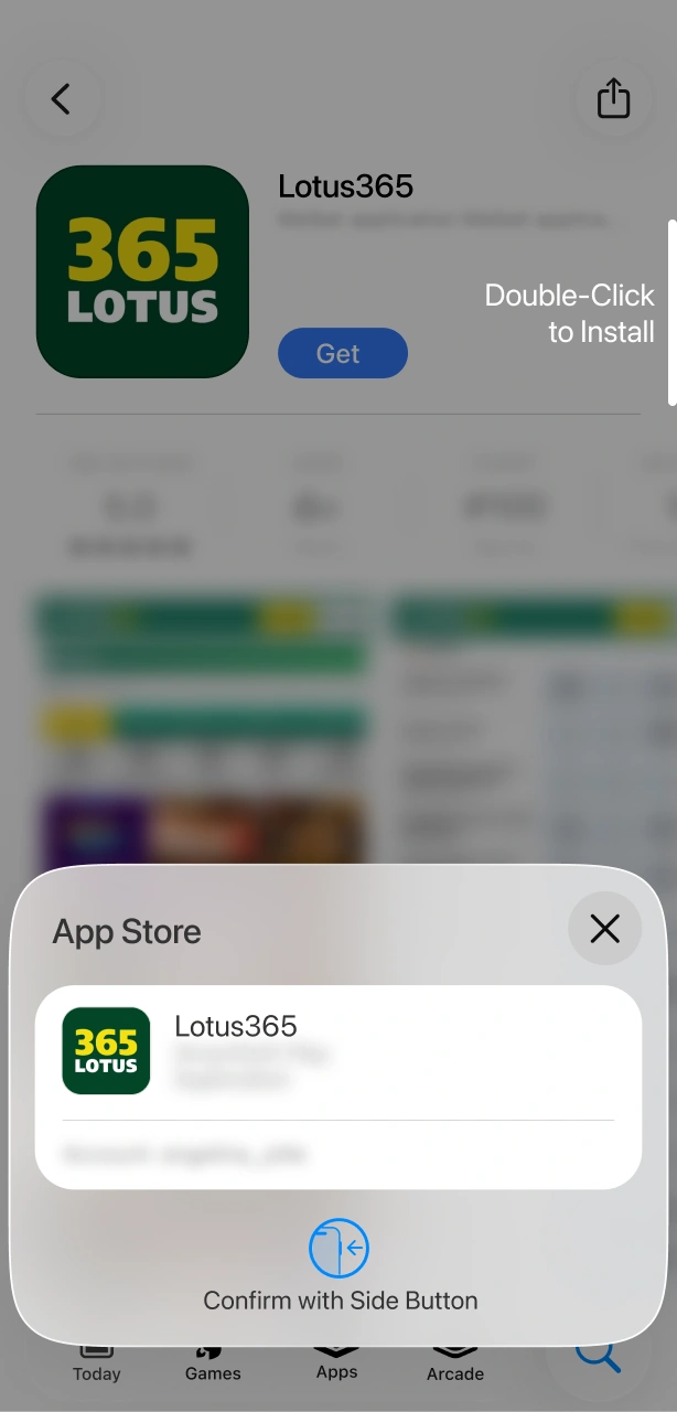 Tap the get button to begin downloading the mobile Lotus365 app on iOS.