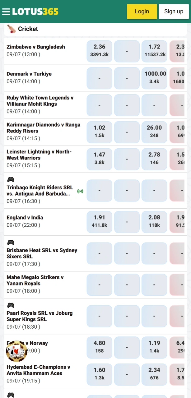 Browse popular upcoming sports betting markets via the Lotus365 app.