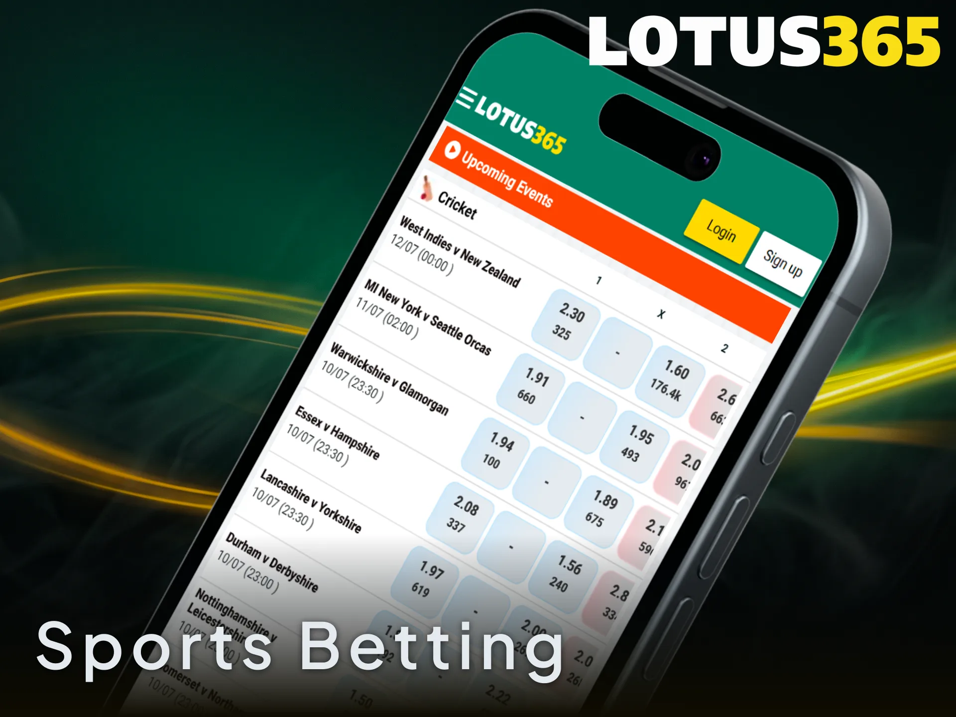 Place sports bets instantly on your favorite disciplines using the Lotus365 app.