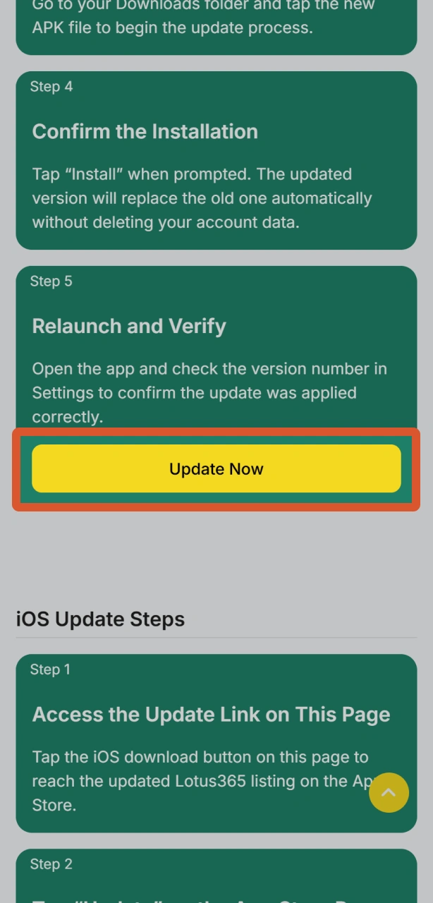 Visit this official page to download the latest Lotus365 Android APK file update.