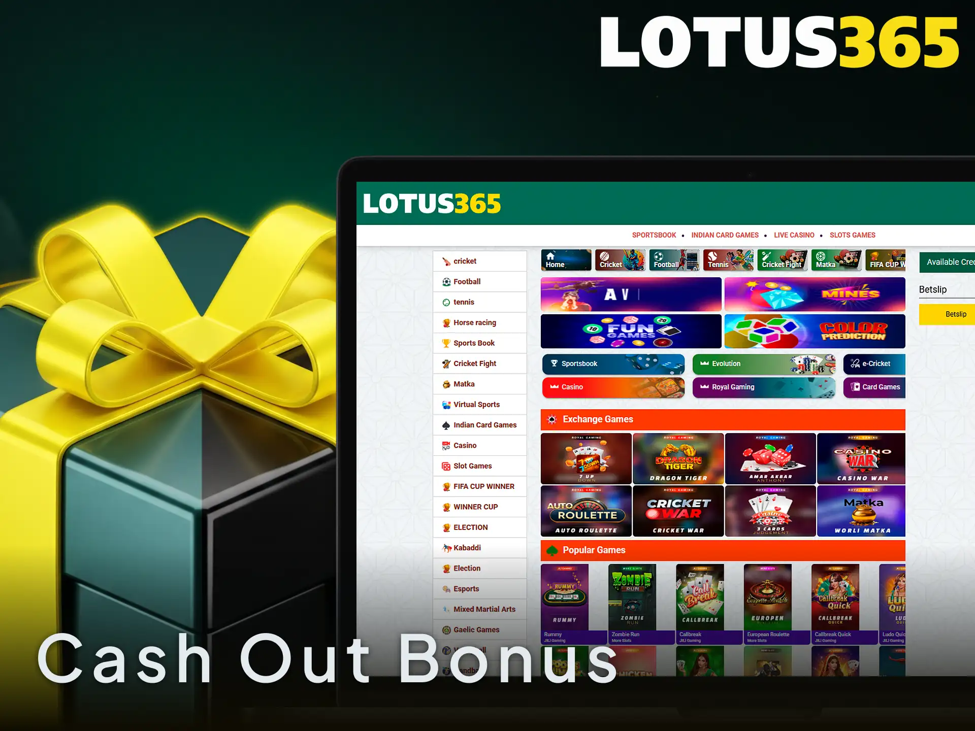 Claim massive cash out bonus on Lotus365 to increase your initial deposit.