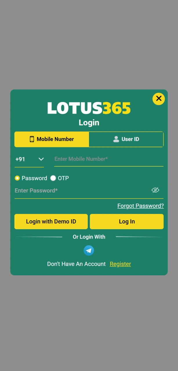 Enter your credentials to complete the Lotus365 login process instantly.