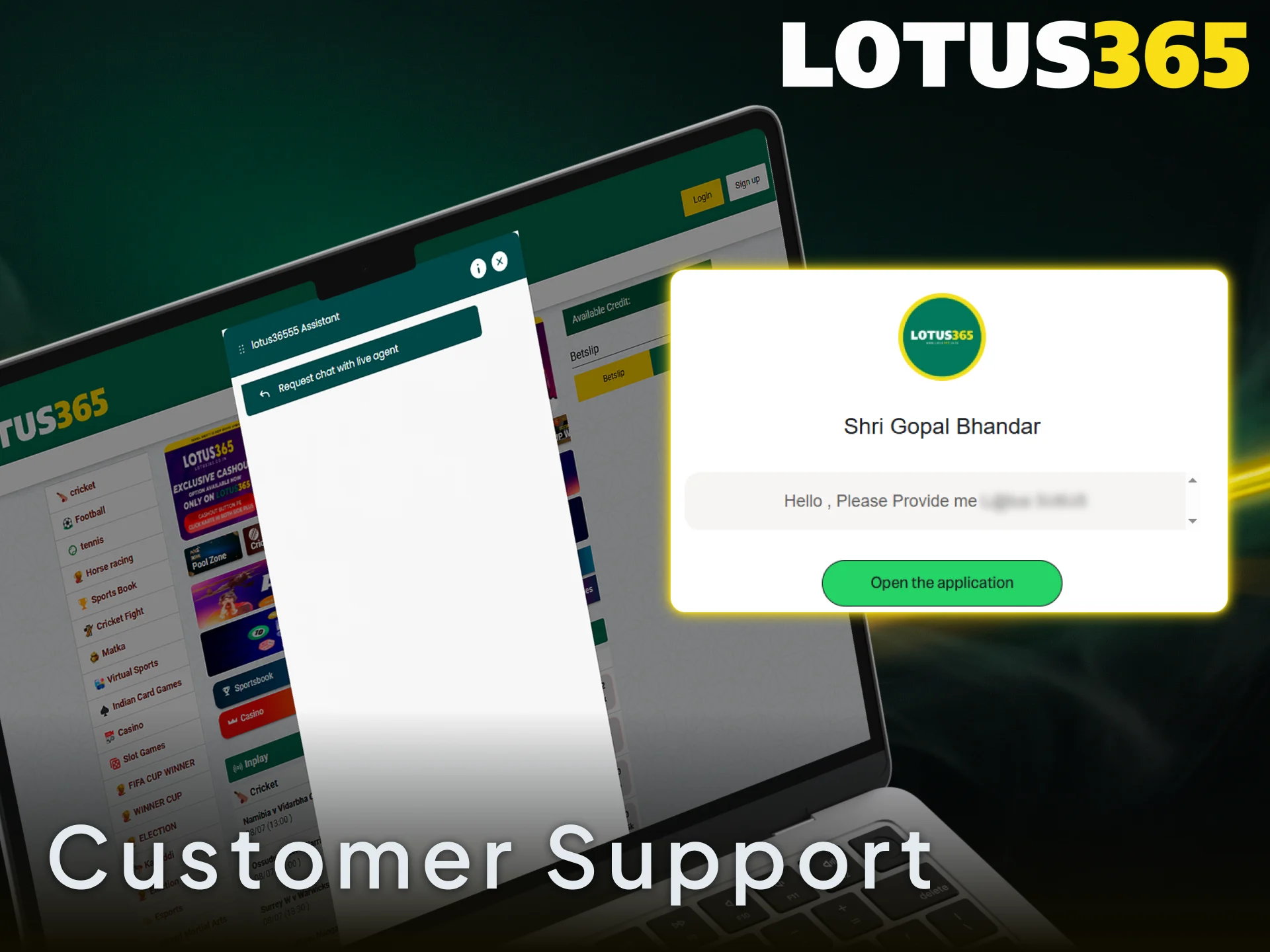 Contact the dedicated Lotus365 customer support team for instant betting assistance.