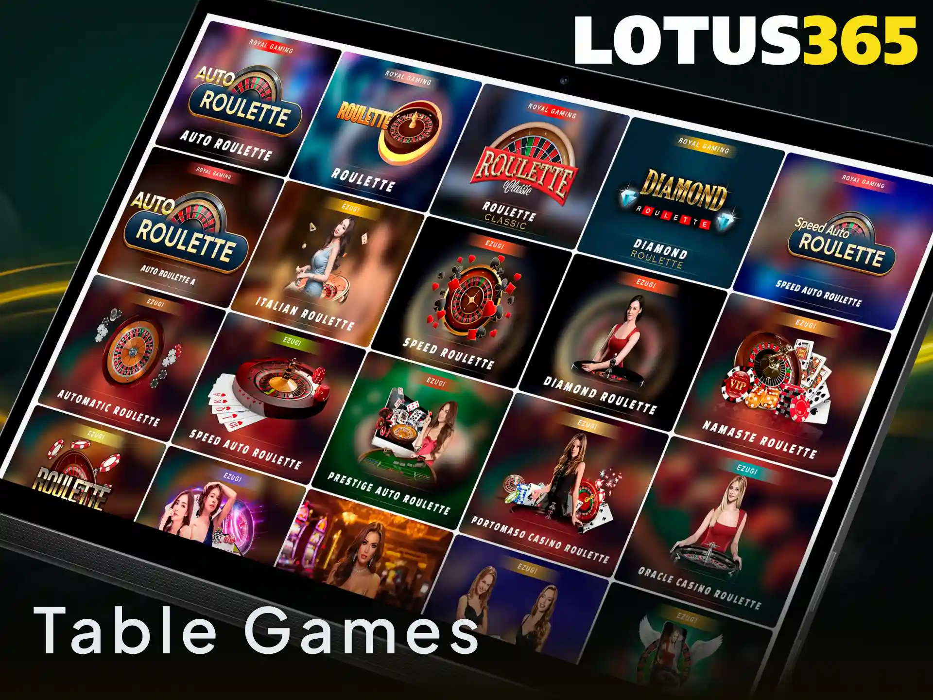 Challenge live dealers in table games at Lotus365 online casino.