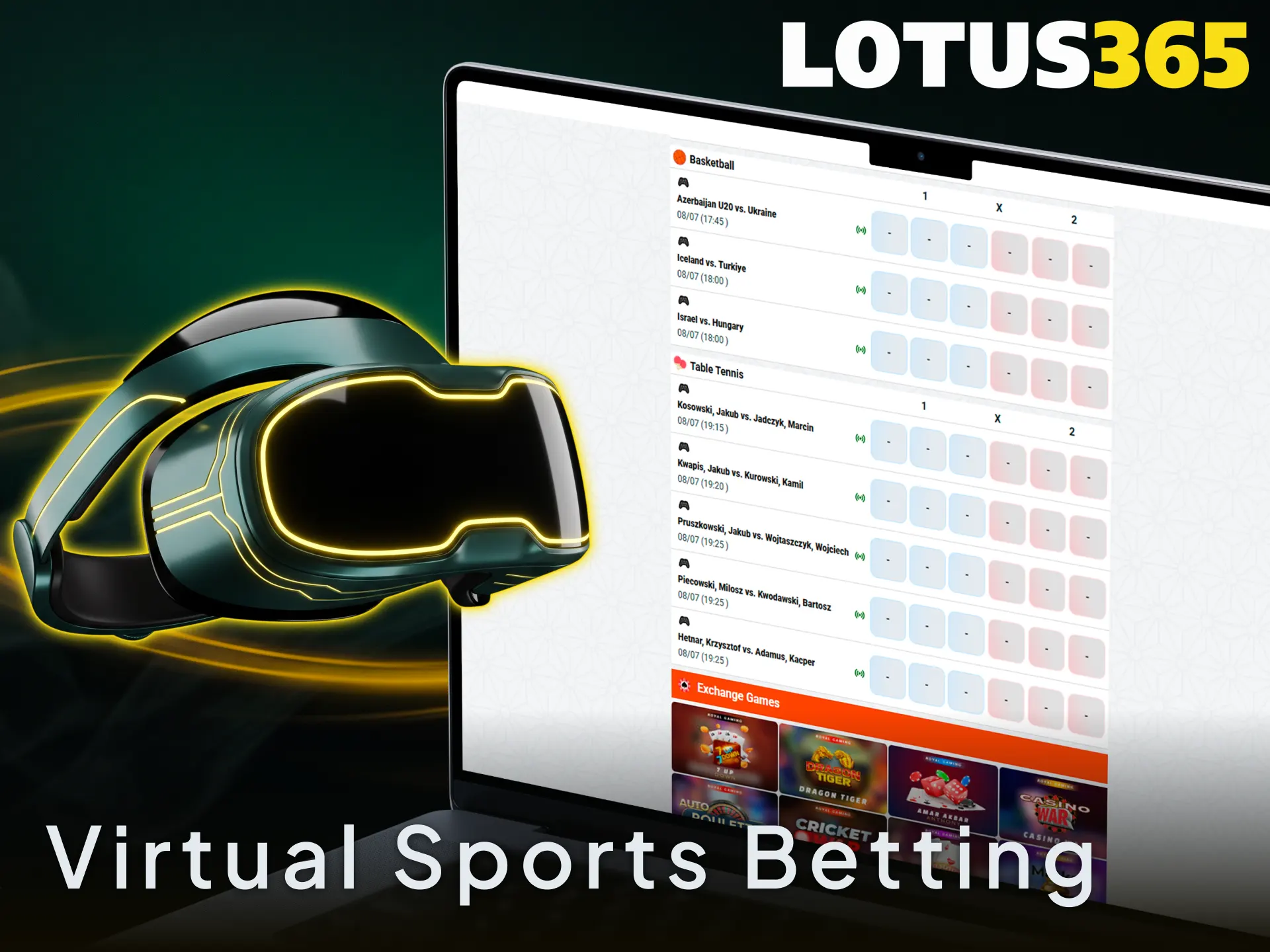 Bet on virtual sports matches with Lotus365 in India.