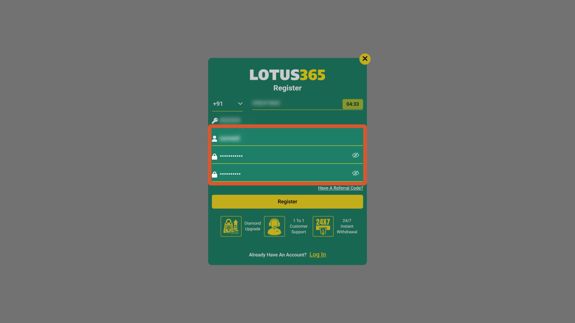 Set your local currency and betting preferences during Lotus365 registration.