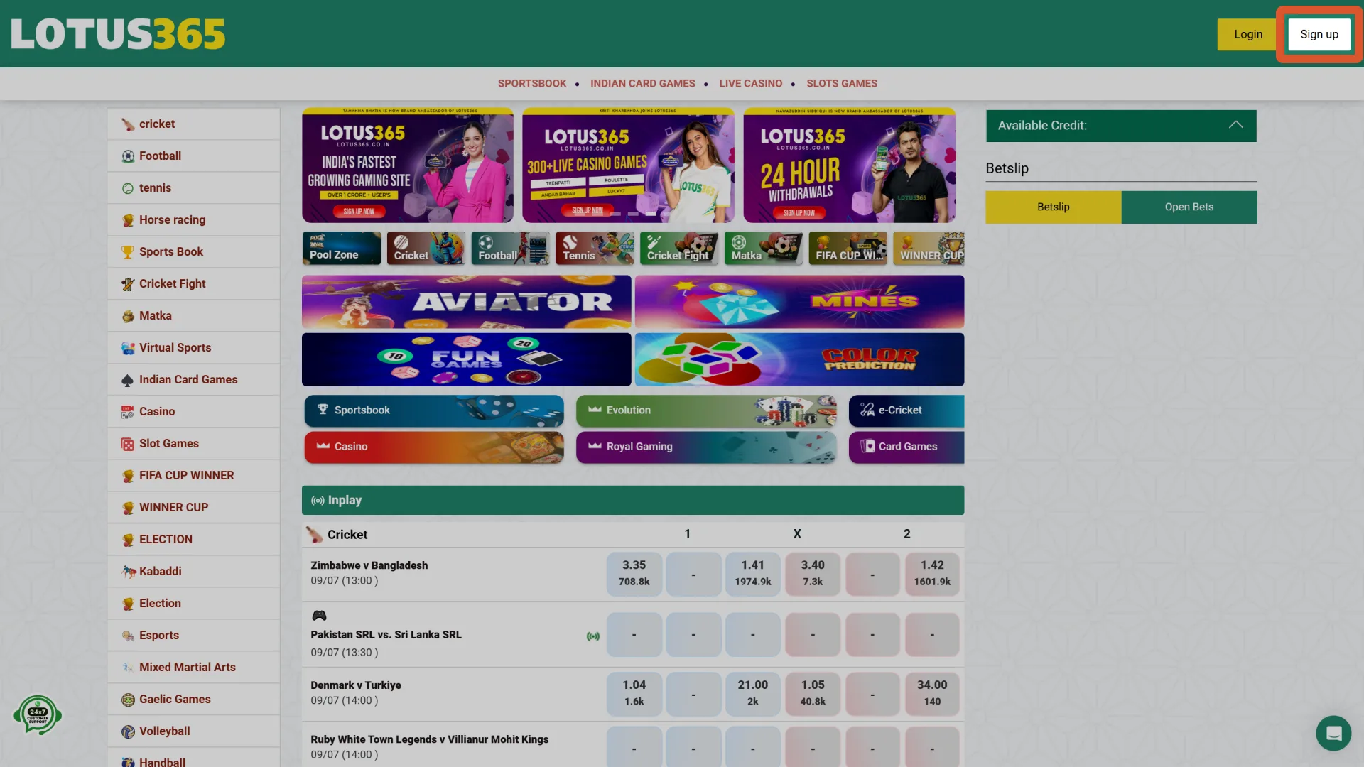 Visit the official Lotus365 website and open the registration form to sign up.